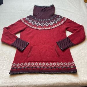 Eddie Bauer Funnel Neck Knit Fair Isle Sweater Size Small
